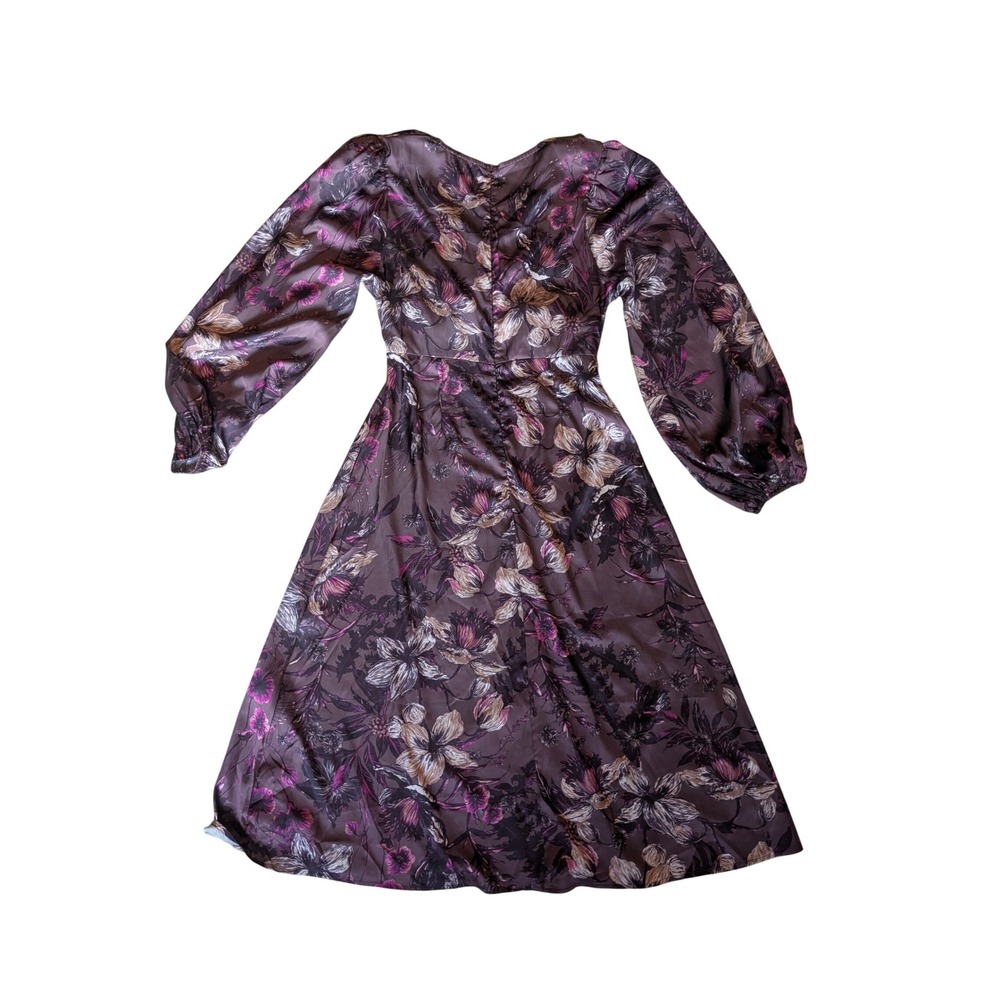 Love Wednesday Floral Satin Dress Fairycore Coquette Romantic - Picture 6 of 6